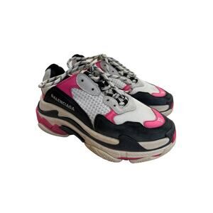 Balenciaga - Women's Triple S Sneakers in Black Pink & White